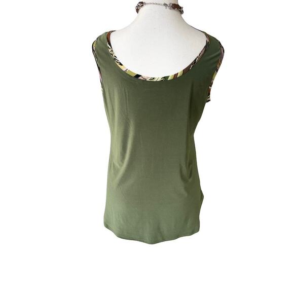 Y2K VTG. OLIVE GREEN TRIMMED RELAXED BLOUSE TANK‎ MEDIUM BY ATTITUDES BY RENEE - Picture 7 of 8